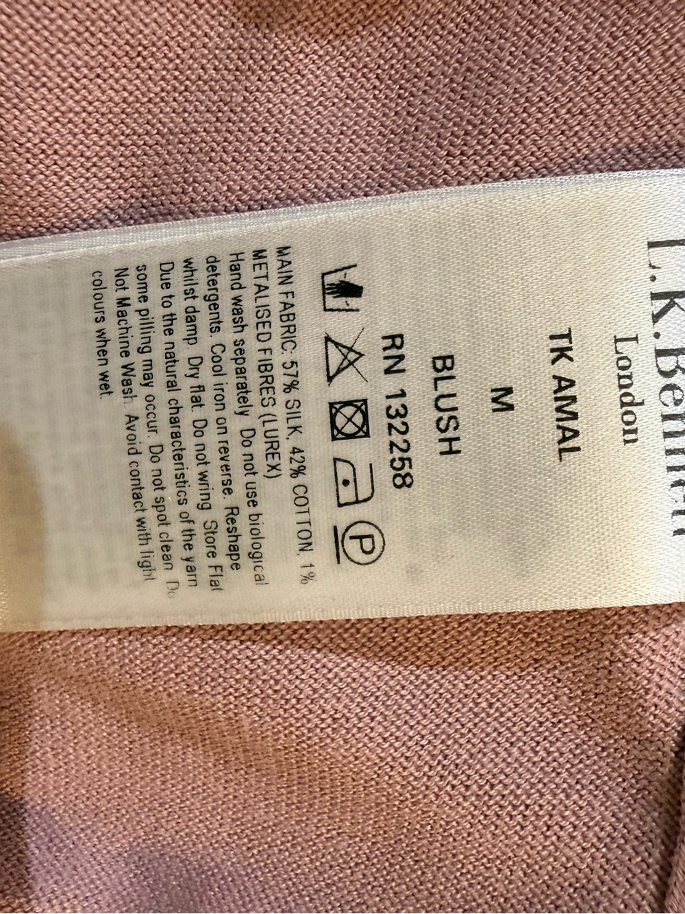 LK Bennett Dusty Pink Ruffle-Sleeve Knit Top with Contrast Trim - Picture 13 of 13
